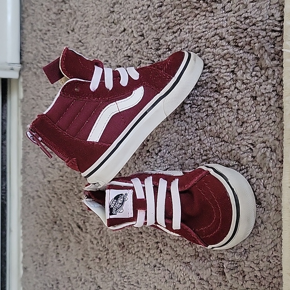 Toddler high top vans size 4 burgundy